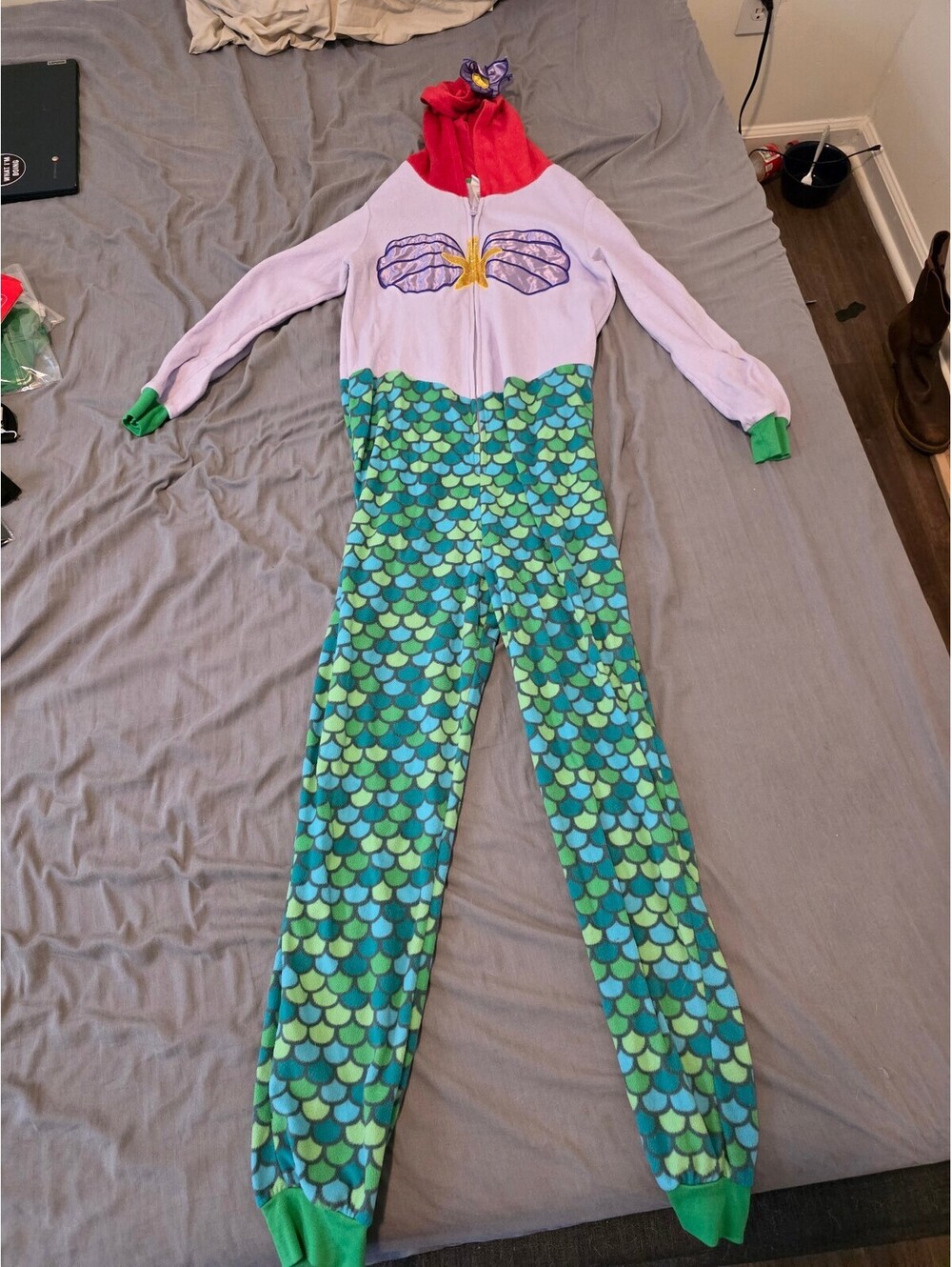 Disney Ariel The Little Mermaid Sleeper Pajamas One Piece M 8-10